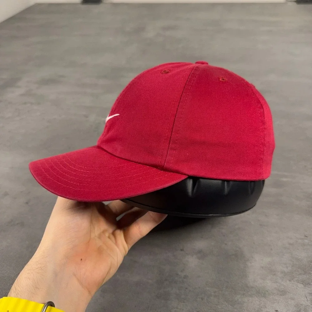 Vintage Nike Golf Hat Red Womens Adjustable Swoosh Dad Cap Strapback Embroidered